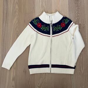 Vintage Talbots Cardigan Sweater Floral Fair Isle Cottagecore Medium Petite NWOT